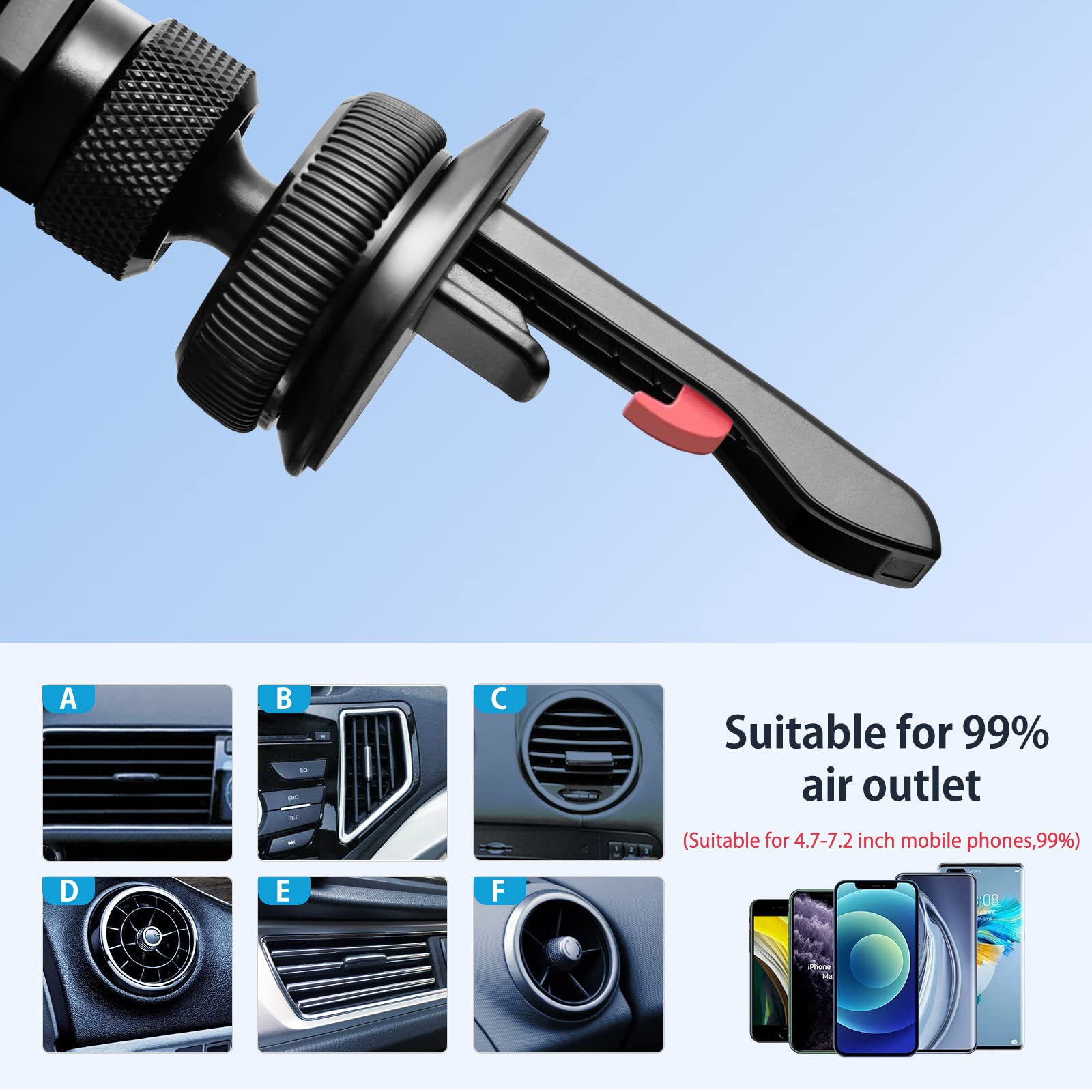 Oatsbasf Mobile Phone Holder For Car, Invisible Gravity Car Phone Mount, Rotatable Air Vent Mount Foldable Car Phone Stand For I